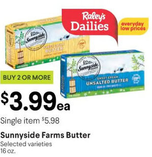 Raley's Sunnyside Farms BUtter 16 Oz. offer