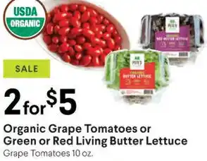 Raley's Organic Grape Tomatoes Or Green Or Red Living Butter Lettuce offer