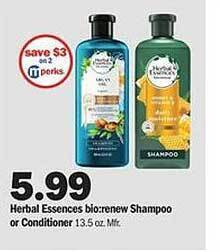 Meijer Herbal essences bio renew shampoo or conditioner offer