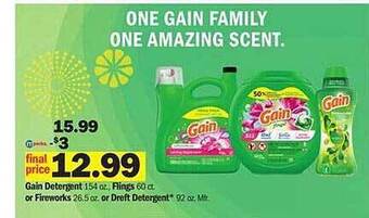 Meijer Gain detergent, flings or fireworks or dreft detergent offer