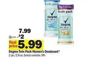 Meijer Degree twin pack women's deodorant offer