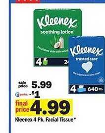 Meijer Kleenex 4 pk facial tissue offer