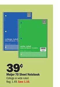 Meijer Meijer 70 sheet notebook offer