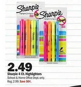 Meijer Sharpie 4 ct highlighters offer