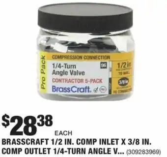 The Home Depot Brasscraft 1/2 In. Comp Inlet X 3/8 In Comp Outlet 1/4-Turn Angle offer