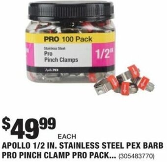 The Home Depot Apollo 1/2 In. Stainless Steel Pex Barb Pro Pinch Clamp Pro Pack offer