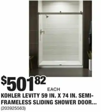 The Home Depot Kohler Levity 59 In. X 79 In. Semi-Frameless Sliding Shower Door offer