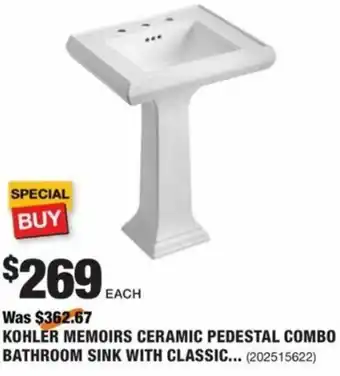 The Home Depot Kohler Memoirs Ceramic Pedestal Combo Bathroom Sink offer