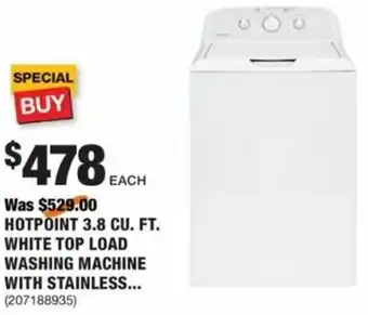The Home Depot Hotpoint 3.8 CU. Ft. White Top Load Washing Machine offer