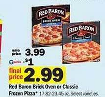 Meijer Red baron brick oven or classic frozen pizza offer