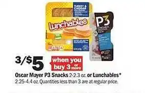 Oscar mayer p3 snacks or lunchables