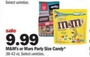 Meijer M&M's ,Mars Party SIze Candy 38-42 oz offer