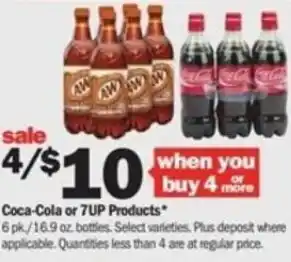 Meijer Coca-Cola, 7Up Products 6pk/16.9 oz offer