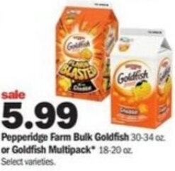 Meijer Pepperidge Farm Bulk Goldfish 30-34 oz offer