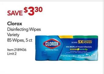 Costco Clorox disinfecting wipes offer
