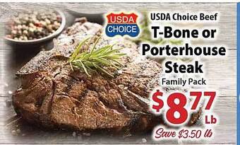 Key Food Usda choice beef t-bone or porterhouse steak offer
