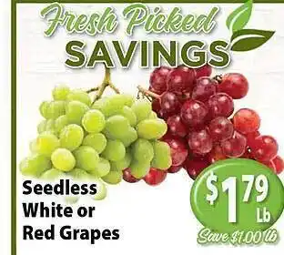 Key Food Seedless white or red grapes offer