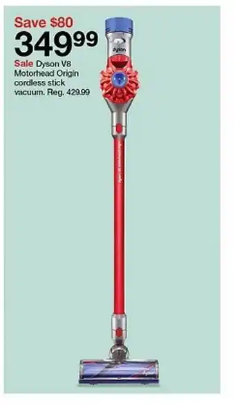 Target Dyson v8 motorhead origin corless stick vacuum offer