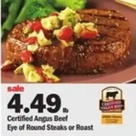 Meijer Certified Angus Beef Eye Of Round Steaks offer