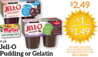 Price Chopper Jell-O Pudding or Gelatin 4 pk offer