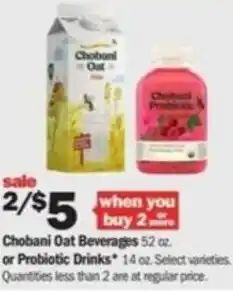 Meijer Chobani Oat Beverages 52 oz offer