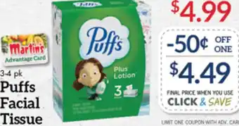 Price Chopper Puffs Facial Tissue 3-4 pk offer