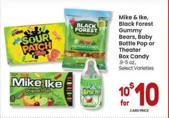 Mike & Ike Black Forest Gummy Bears, Baby Bottle Pop Or Theater Box Candy