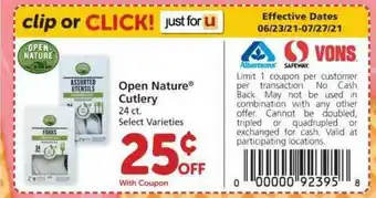 Albertsons Open Nature Cutlery offer