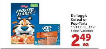 Albertsons Kellogg's Cereal Or Pop-tarts offer