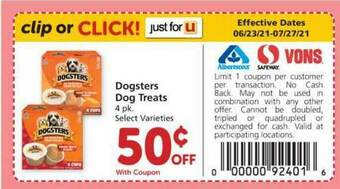 Albertsons Dogsters Dog Treats offer
