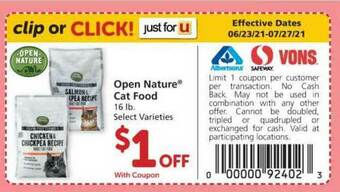 Albertsons Open Nature Cat Food offer