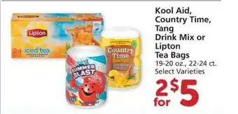 Albertsons Kool Aid, Country Time, Tang Drink Mix Or Lipton Tea Bags offer