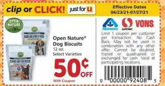 Albertsons Open Nature Dog Biscuits 12 Oz offer