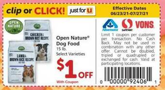 Albertsons Open Nature Dog Food 15 Lb offer
