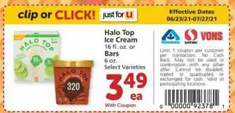 Albertsons Halo Top Ice Cream, Bars offer