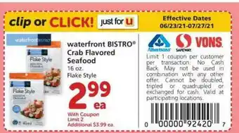 Albertsons Waterfront Bistro Crab Flavored Seafood offer