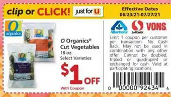 Albertsons 0 Organics Cut Vegetables offer