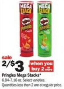 Meijer Pringles Mega Stacks 6.84-7.16 oz offer