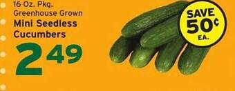 Hannaford Greenhouse grown mini seedless cucumbers offer