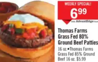 Price Chopper Thomas Farms Grass Fed 80% Ground Beef Patties 16 oz. offer