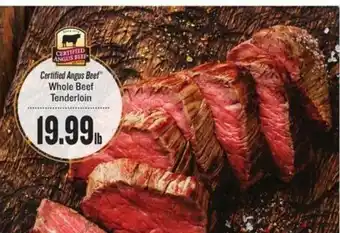 Lowes Foods Certified Angus Beef Whole Beef Tenderloin offer
