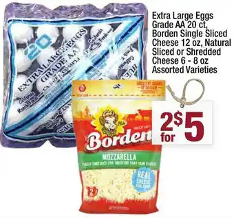 Super King Markets Extra Large Eggs Grade Aa 20 Ct, Borden Single Sliced Cheese 12 Oz, Natural Sliced Or Shredded Cheese 6-8 Oz offer