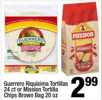 Super King Markets Guerrero Riquisima Tortillas 24 Ct Or Mission Tortilla Chips Brown Bag 20 Oz offer