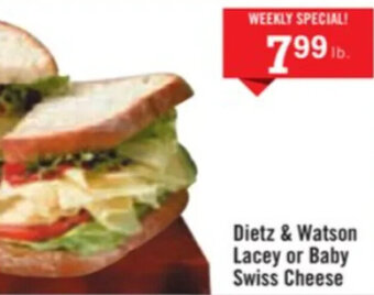 Price Chopper Dietz & Watson Lacey or Baby Swiss Cheese offer