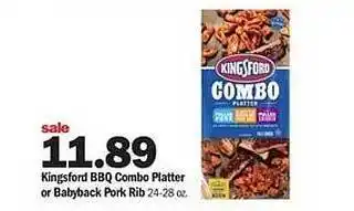 Meijer Kingsford bbq combo platter or babyback pork rib offer