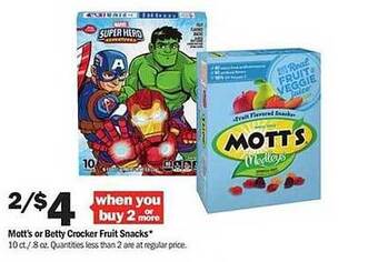 Meijer Mott's or betty crocker fruit snacks offer