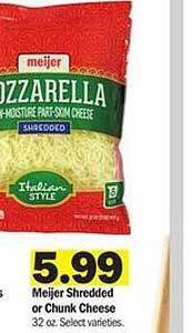 Meijer Meijer shredded or chunk cheese offer