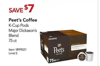 Costco Peet's coffee k-cup pods major dickason's blend offer