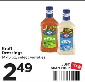 Cub Foods Kraft dressings offer
