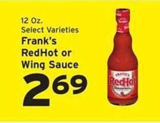 Hannaford Frank's redhot or wing sauce offer